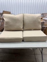 FadingFree (Set of 2) 25 in x 25 in Outdoor Patio Deep Seating Lounge Chair Seat Cushion and Back Pillow Set, Beige, 2 Back - 2 Butts! (NEW)