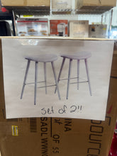 LumiSource Set of 2 26" Saddle Counter Height Barstools with Faux Leather Cream/Gold