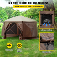Gazebo Screen Tent, 6 Sided Pop-up Camping Canopy Shelter Tent with Mesh Windows, Portable Carry Bag, Ground Stakes, 11’6” x 11’6”! (NEW)