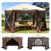 Gazebo Screen Tent, 6 Sided Pop-up Camping Canopy Shelter Tent with Mesh Windows, Portable Carry Bag, Ground Stakes, 11’6” x 11’6”! (NEW)