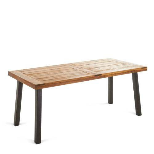 GDF Studio Spanish Bay Outdoor Acacia Wood Rectangular Dining Table, Teak!