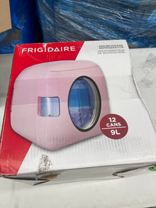 FRIGIDAIRE EFMIS462 Retro 12-Can Mini Personal Fridge Portable Cooler for Car, Office, Bedroom, Dorm Room, or Cabin, 11.22"D x 12.6"W x 12.6"H, Pink- new