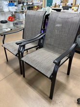 Upgraded PVC-coated polyester Outdoor Dining Chairs (Set of 2) with High Back & Wide Seat, Powder-Coated Metal Frame, Brown! (NEW & ASSEMBLED)