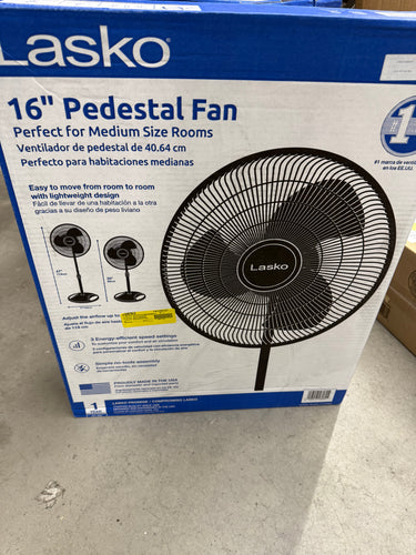 Lasko 16” 3-Speed Adjustable Oscillating Pedestal Fan, Black! (NEW IN BOX)
