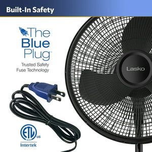 Lasko 16” 3-Speed Adjustable Oscillating Pedestal Fan, Black! (NEW IN BOX)