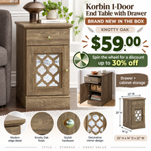 Korbin 1-Door End Table with Drawer! (BRAND NEW IN THE BOX) - (WE DO NOT SHIP)