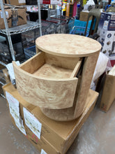 1-Drawer Burl Wood Round End Table! (BRAND NEW OUT OF THE BOX) - (WE DO NOT SHIP)