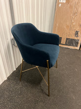 Glamour Home Ana Blue Velvet Arm Dining Chair with Golden Metal Legs!! NEW AND ASSEMBLED!!