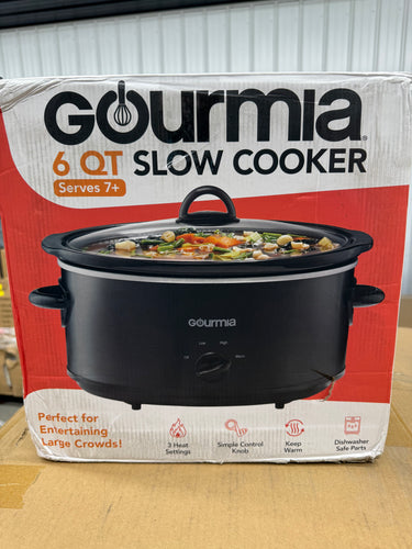Gourmia 6 Qt Manual Slow Cooker with 3 Heat Settings, Black! (NEW IN BOX)