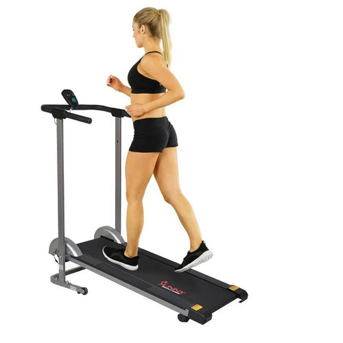 Sunny Health & Fitness Manual Treadmill - Compact Foldable Exercise Machine for Running and Cardio Training! (NEW & ASSEMBLED)