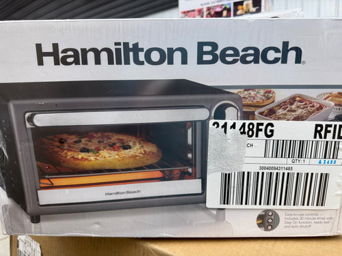 Hamilton Beach 4 Slice Countertop Toaster Oven with 5 Versatile Cooking Modes, Grey! (NEW IN BOX)