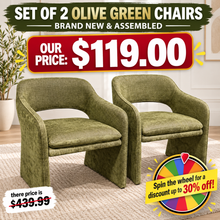 Set of 2 Olive Green Upholstered Accent / Dining Chairs! (BRAND NEW & ASSEMBLED)