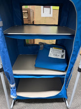 Ozark Trail 3-Shelf Collapsible Cabinet with Table Top, Blue, 23"L x 19"W! (NEW OUT OF BOX - MINOR CRACK ON TOP TABLE!)