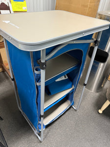 Ozark Trail 3-Shelf Collapsible Cabinet with Table Top, Blue, 23"L x 19"W! (NEW OUT OF BOX - MINOR CRACK ON TOP TABLE!)