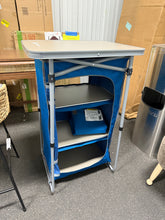 Ozark Trail 3-Shelf Collapsible Cabinet with Table Top, Blue, 23"L x 19"W! (NEW OUT OF BOX - MINOR CRACK ON TOP TABLE!)