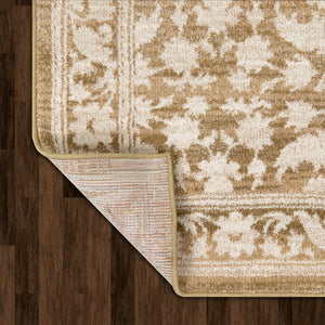 My Texas House Estelle 5'3" x 7' Gold White Floral Indoor Area Rug! (NEW)