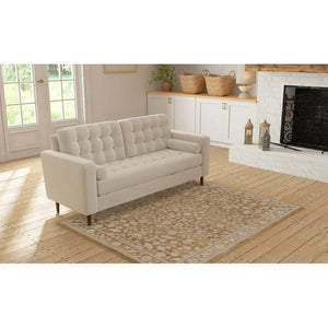 My Texas House Estelle 5'3" x 7' Gold White Floral Indoor Area Rug! (NEW)