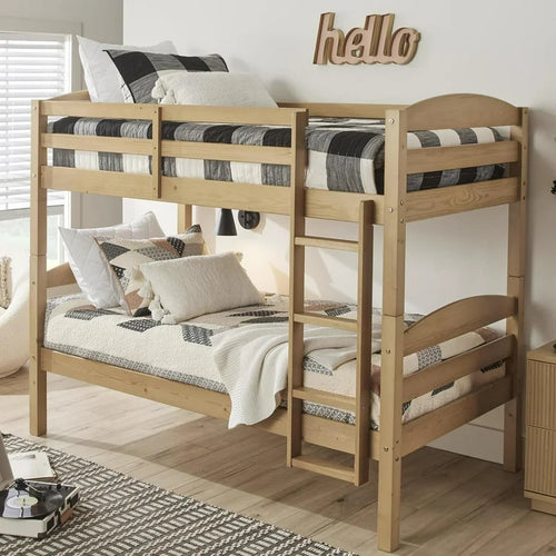 Better Homes & Gardens Leighton Wood Twin-Over-Twin Bunk Bed, Natural Pine! (NEW IN BOX)