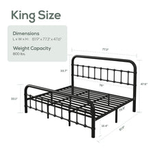 Kawamoto Metal Platform Bed Frame with Elegant Modern Design, King Size! (NEW IN BOX)