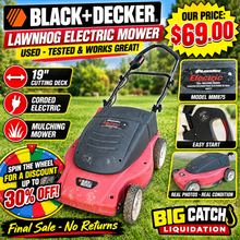 BLACK+DECKER LAWNHOG ELECTRIC 19” MULCHING MOWER! (USED – TESTED & WORKS GREAT!)