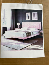 King Size Upholstered Platform Bed Frame with Wood Slats Support, Pink! (NEW IN BOX)