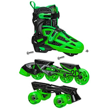 Roller Derby Boys 2-in-1 Roller/Inline Skates Black/Green, Size 12-2! (NEW IN BOX)