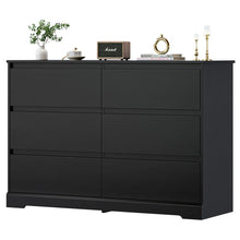 6 Drawer 47.2" W Wood Modern Double Dresser, Black! (NEW IN BOX)