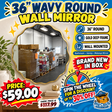 36” Wavy Round Wall Mirror (BRAND NEW)