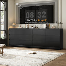 6 Drawer 47.2" W Wood Modern Double Dresser, Black! (NEW IN BOX)