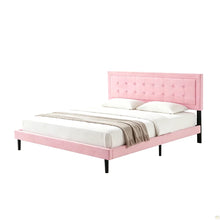 King Size Upholstered Platform Bed Frame with Wood Slats Support, Pink! (NEW IN BOX)