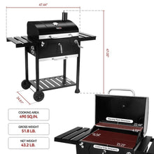 24 in. Charcoal BBQ Grill in Black with 2-Side Table
by Royal Gourmet- new in box