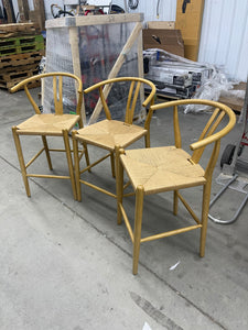 NADAAL STUDIOS
Hayden 26 in. Natural Scandinavian Elm Wood Counter Stool with Woven Fiber Seat- new - set of 3 stools