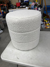 Cream Textural Boucle Upholstered Polyester Round Decorative Ottoman- new