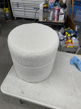 Cream Textural Boucle Upholstered Polyester Round Decorative Ottoman- new