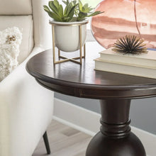Linon Amelia Round Wood Accent Table Pedestal Base 26.5" High in Espresso! (NEW IN BOX)