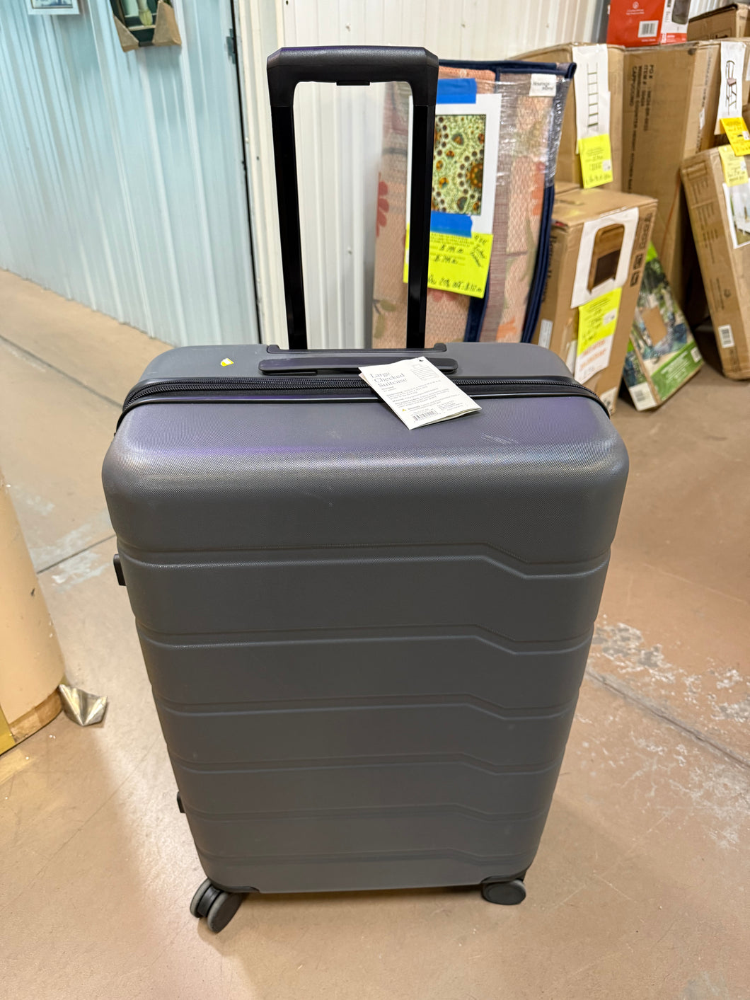 Hardside Large Checked Spinner Suitcase - Open Story! (NEW - DARK GREY!)