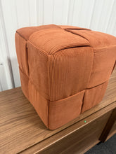 Noble House Tobias Brown Corduroy Fabric Upholstery Square Woven Design Accent Small (14.20 in. ) Ottoman