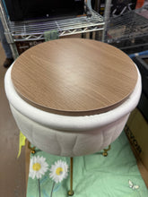 Vanity Stool with Storage, White Velvet Makeup Chair, Metal Legs, Anti-Slip Feet for Bedroom, Living Room, Entryway