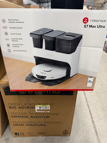 roborock S7 Max Ultra Robot Vacuum and Mop Combo, Auto Mop Drying and Washing, Self-Emptying and Refilling, 5500Pa Suction, Reactive Tech Obstacle Avoidance, White (RockDock Ultra Series)! (NEW IN BOX)