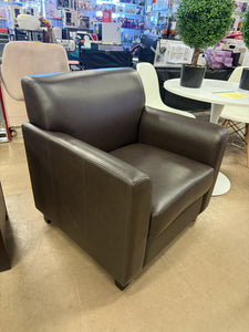 Flash Furniture Brown Hercules Diplomat Series Leather Soft Side Reception Chair, Ergonomic Lobby Chair with Cushions and Flared Arms!! NEW AND ASSEMBLED!!