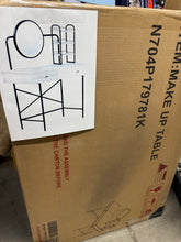 1-Drawer White Makeup Vanity Table Wooden Dressing Desk with 3-Mode Lighted Mirror, Wireless Charging Station, 3 Shelves