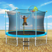 8FT Trampoline For Kids With Safety Enclosure Net, Basketball Hoop And Ladder, Round Outdoor Recreational Trampoline! (NEW IN BOX)