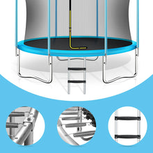 8FT Trampoline For Kids With Safety Enclosure Net, Basketball Hoop And Ladder, Round Outdoor Recreational Trampoline! (NEW IN BOX)