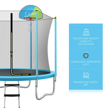 8FT Trampoline For Kids With Safety Enclosure Net, Basketball Hoop And Ladder, Round Outdoor Recreational Trampoline! (NEW IN BOX)