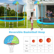 8FT Trampoline For Kids With Safety Enclosure Net, Basketball Hoop And Ladder, Round Outdoor Recreational Trampoline! (NEW IN BOX)