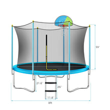 8FT Trampoline For Kids With Safety Enclosure Net, Basketball Hoop And Ladder, Round Outdoor Recreational Trampoline! (NEW IN BOX)