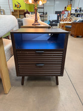 19.7" Nightstand With 2 Drawers & Open Shelf, Bedside Table With LED Lights & Outlets, End Table For Bedroom Or Living Room, Set of 2! (NEW & ASSEMBLED)