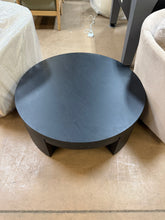 Beautiful Mod Round Coffee Table by Drew Barrymore, Black Wood!! (NEW - ASSMEBLED - SMALL CHIP FROM SHIPPING)