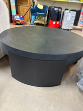 Beautiful Mod Round Coffee Table by Drew Barrymore, Black Wood!! (NEW - ASSMEBLED - SMALL CHIP FROM SHIPPING)