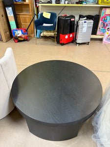 Beautiful Mod Round Coffee Table by Drew Barrymore, Black Wood!! (NEW - ASSMEBLED - SMALL CHIP FROM SHIPPING)